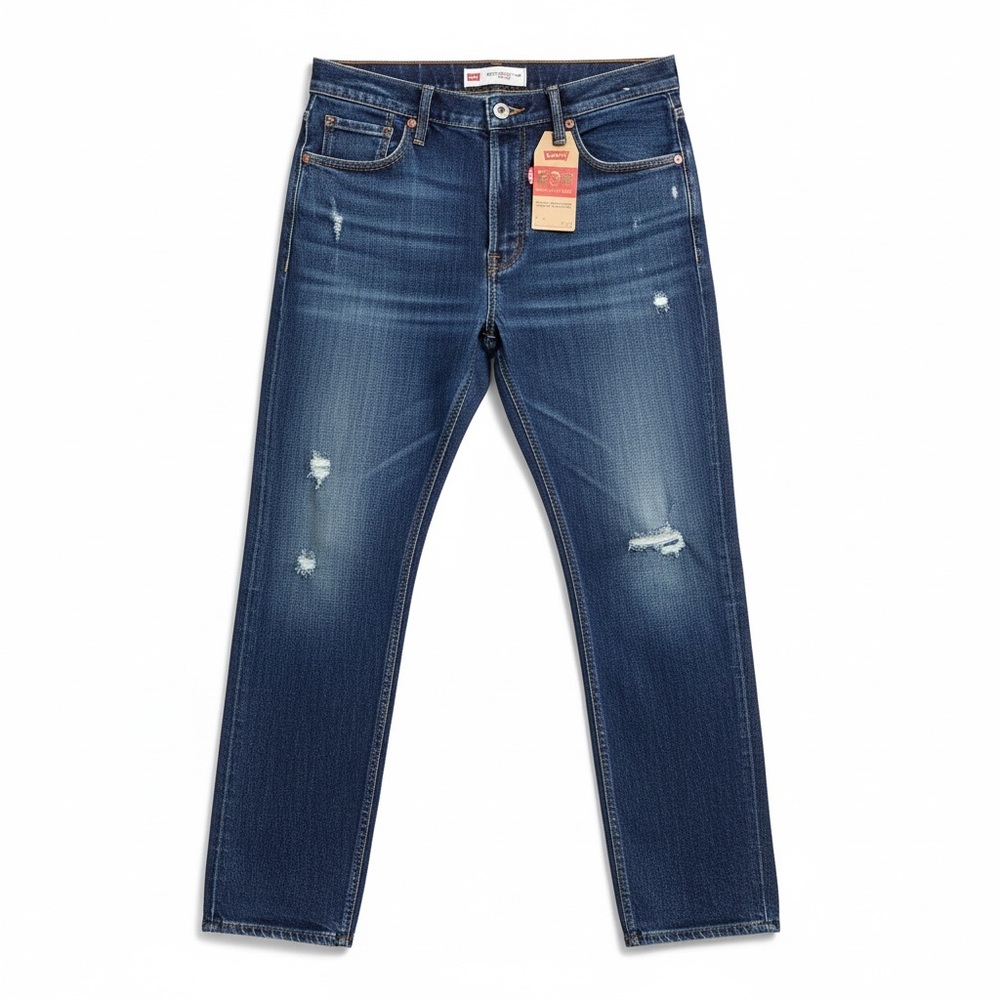 NWT Levi's Strauss‎ Boys 502 Classic Distressed Dark Wash Straight Leg Jeans